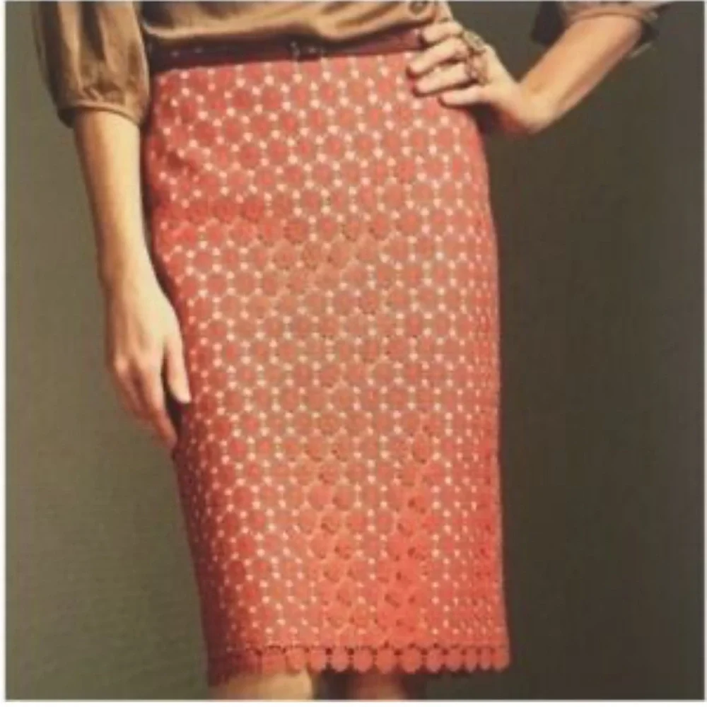 Talbots Coral Eyelet Pencil Skirt - Picture 1 of 10